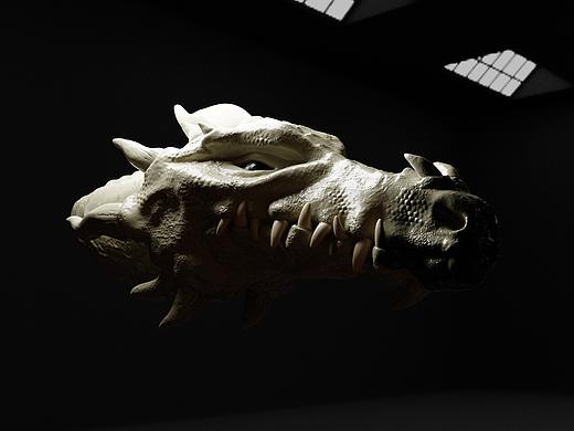 Blender练习，龙头雕刻模型