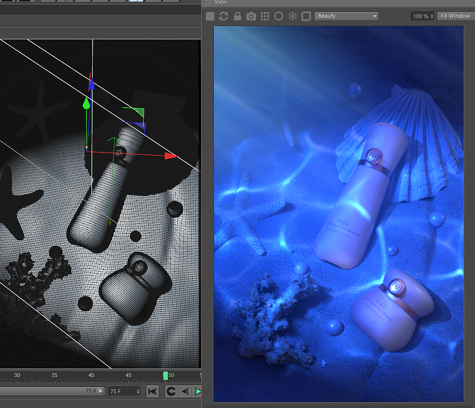 阿波C4D水下水波焦散场景