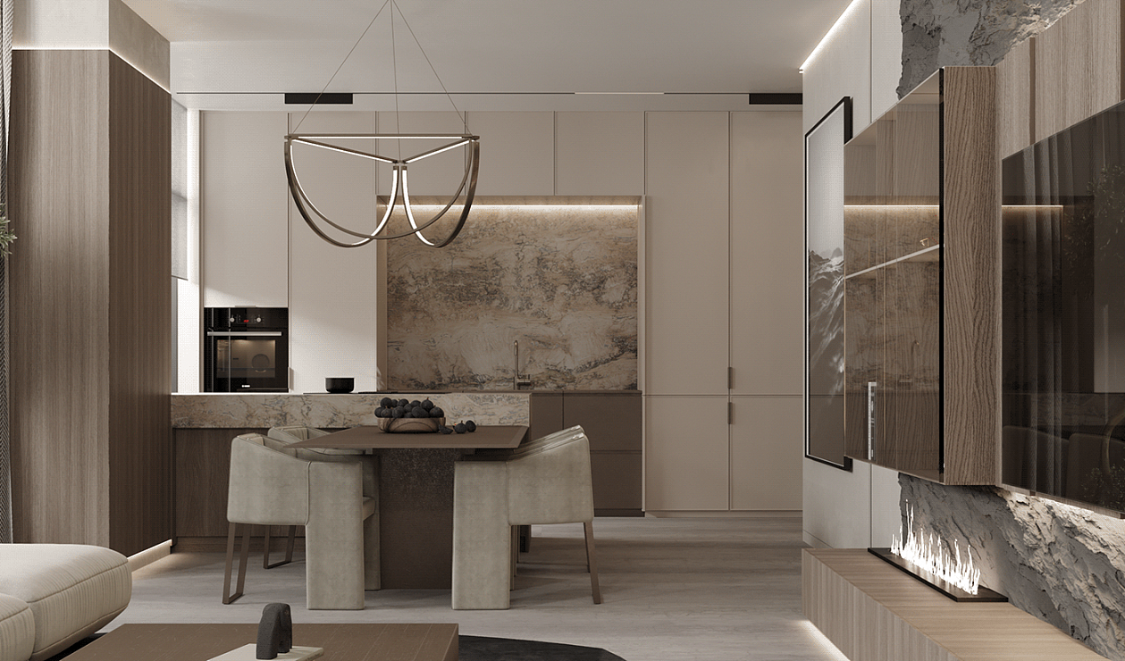 现代质感空间,暖木色系