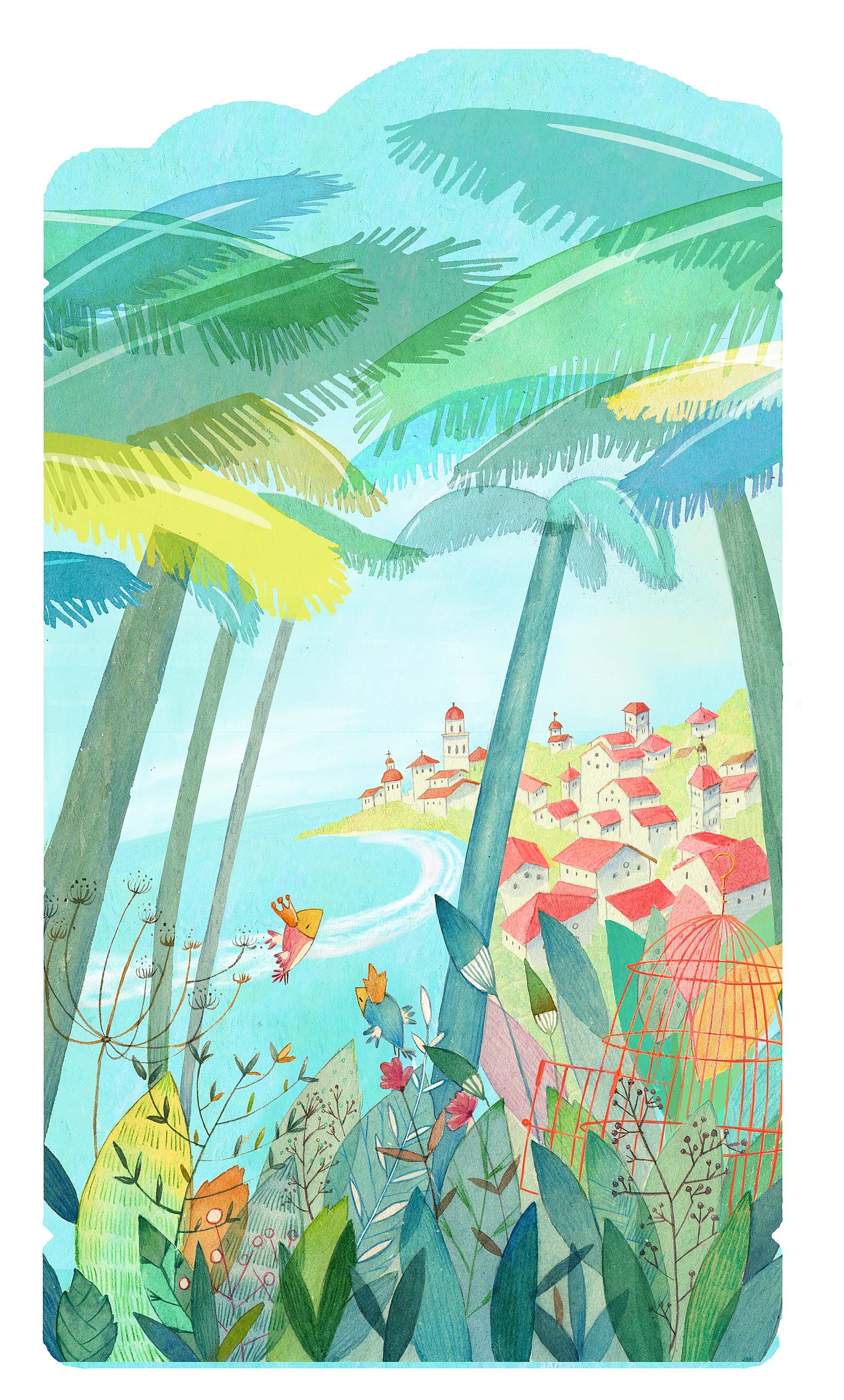 珀莱雅Proya“水光/闪亮膜力之旅”两款面膜包装插画