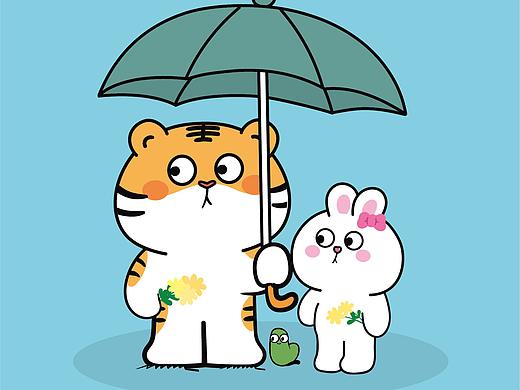 Ip虎萌萌 治愈系萌虎海报插画表情包清明节