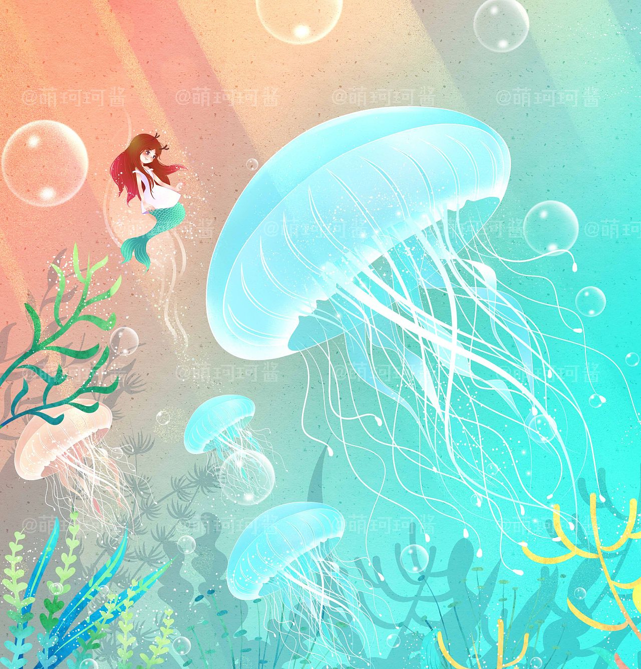 可爱小水母简笔画画法图片步骤💛巧艺网