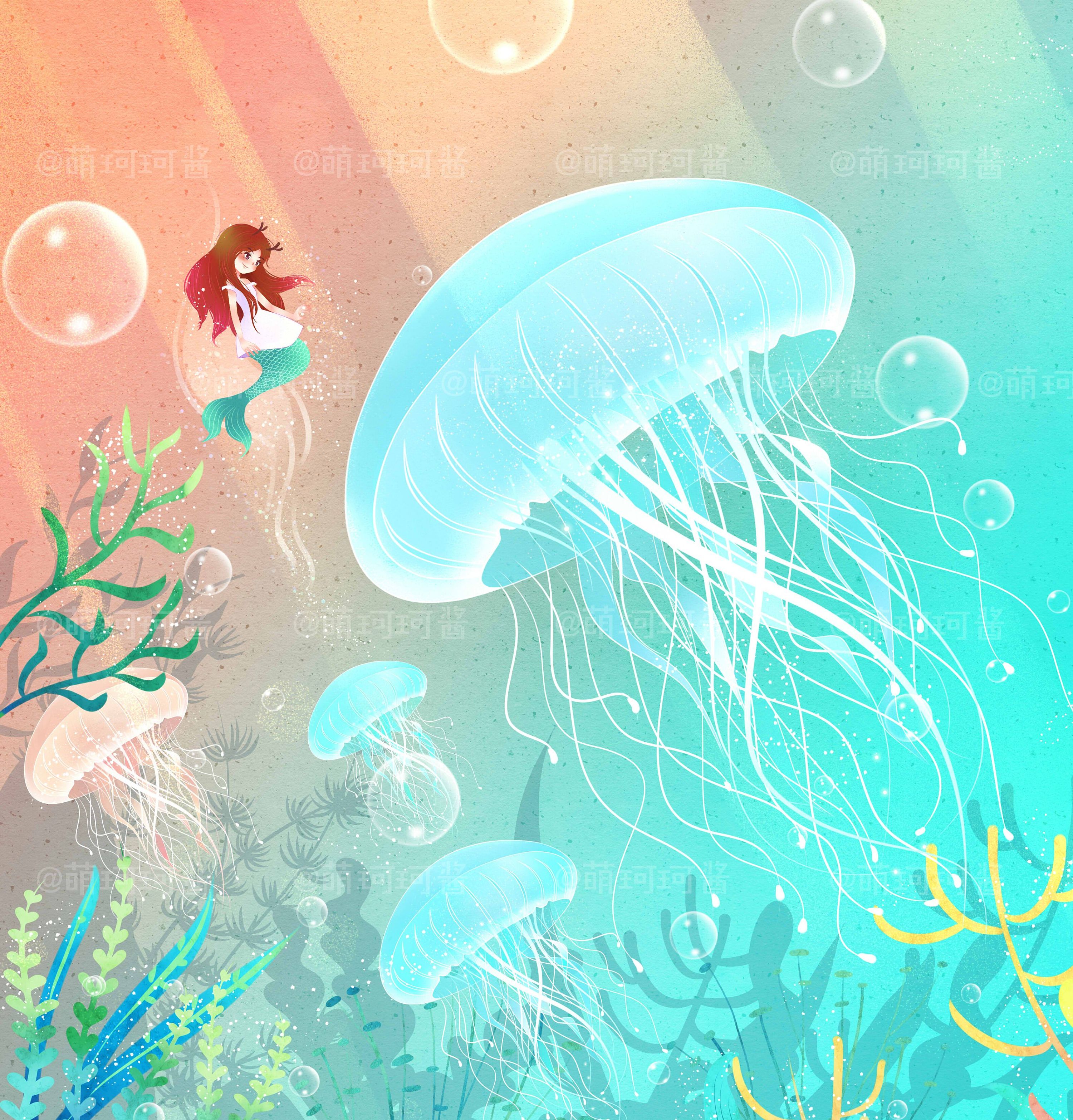 水母 水母 海月 海月|插画|创作习作|三千眼 - 原创作品 - 站酷 (ZCOOL)