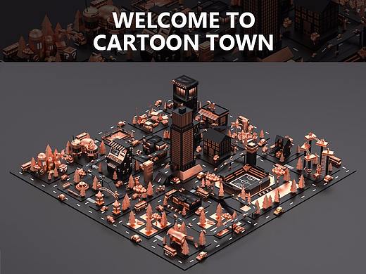 C4D作品-《游戏卡通小镇》