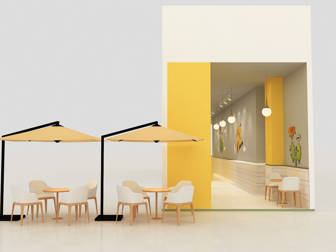 柠檬茶店铺 3d设计效果图 设计图