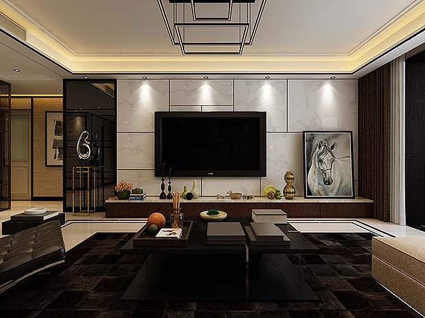 济南华润仰山140平现代风格三居室装修案例