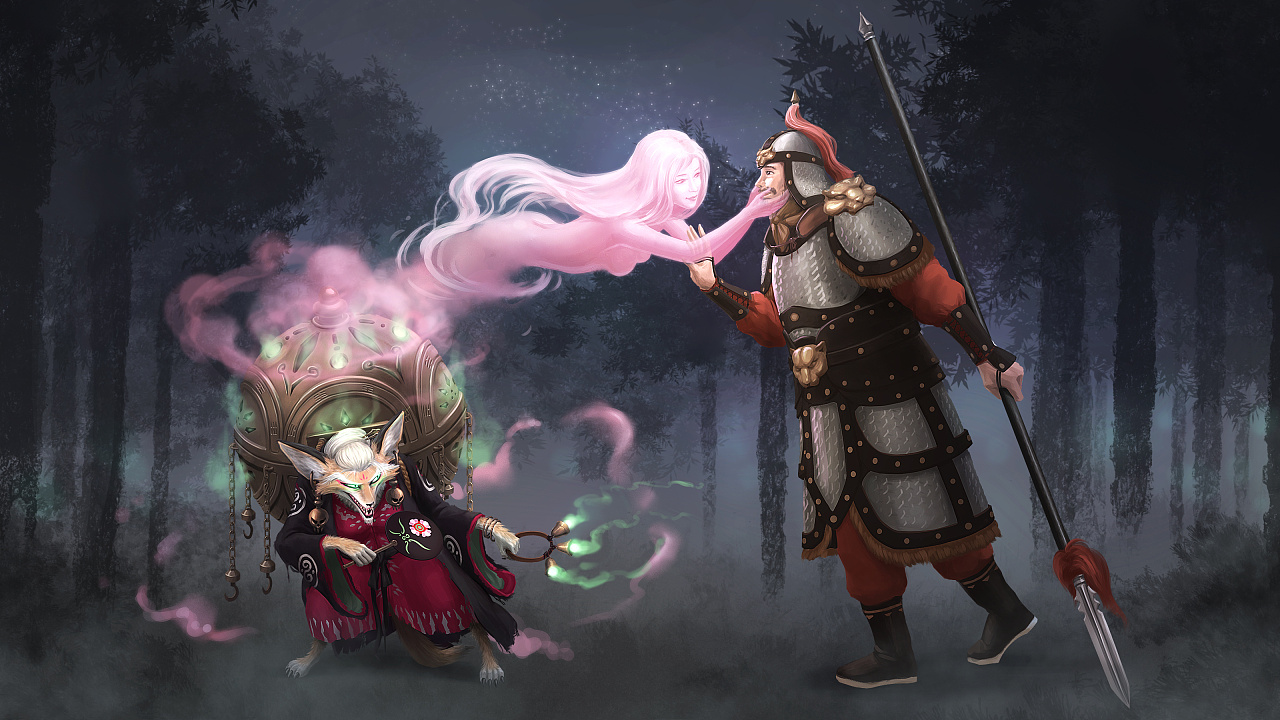 妖怪设计:"青眼狐"