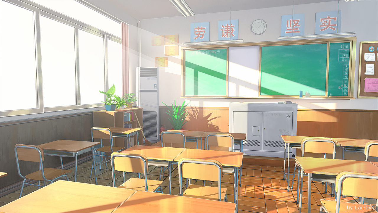 教室|插画|插画习作|lain0v0 - 原创作品 - 站酷 (zcool)