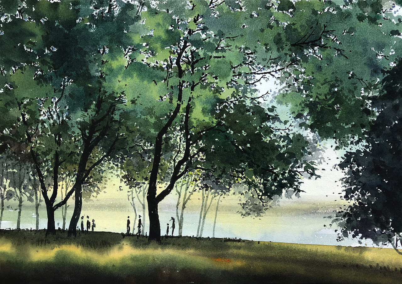 那些年画的西湖（图ZMjQ5MTE0NDMy） - 绘画 - 站酷设计师孙小良的水彩画原创素材 - 站酷ZCOOL