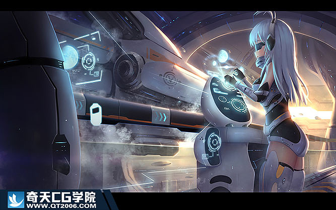 动漫插画,科幻机甲少女