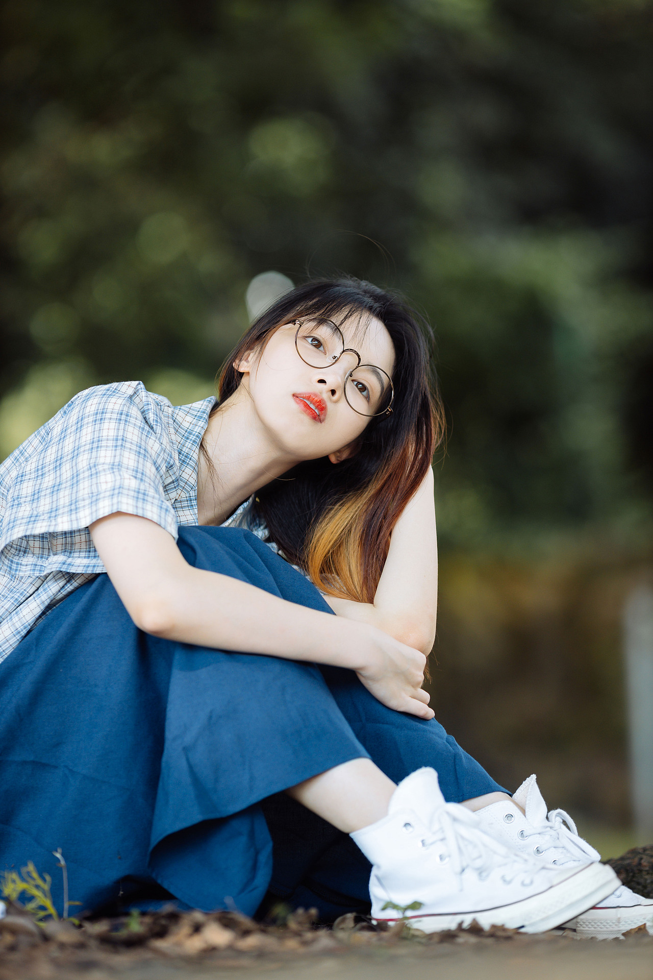 蓝色格子衫女孩（图ZMjYxMjM0MjAw） - 人像摄影 - 站酷设计师芥茉在拍照原创素材 - 站酷ZCOOL