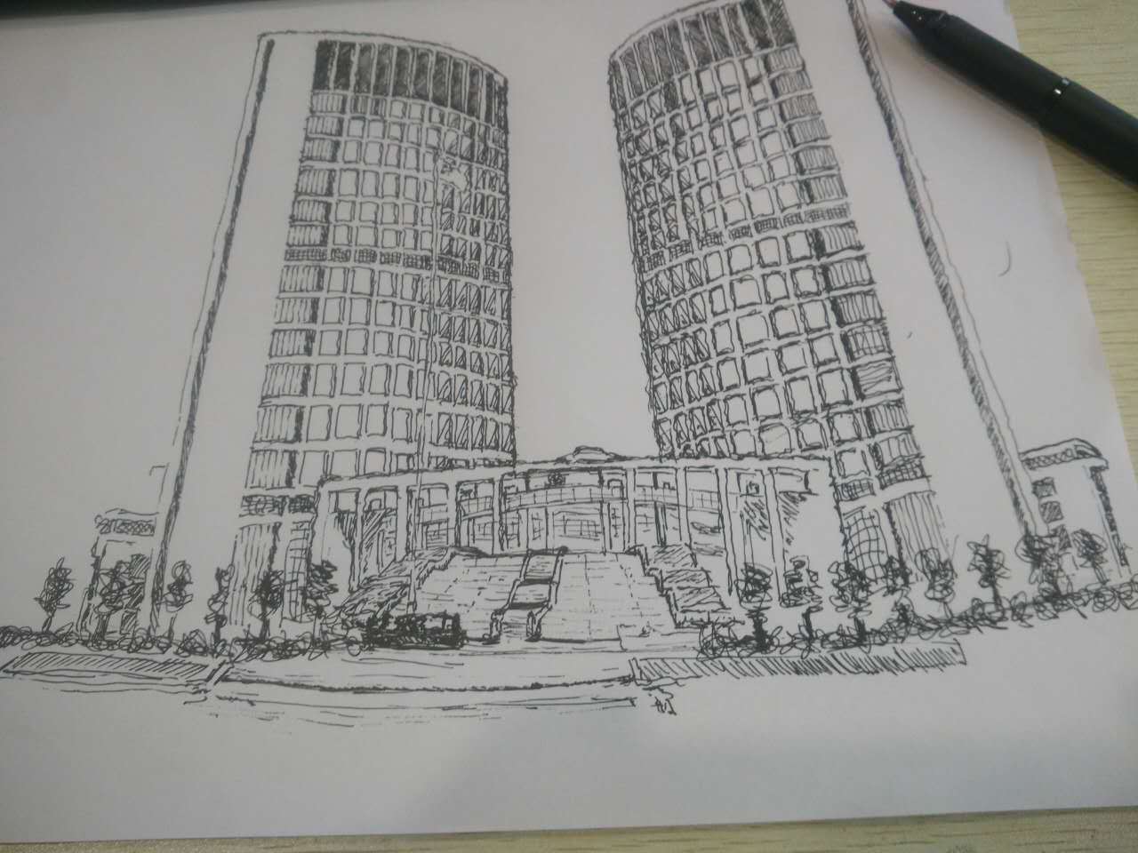 合肥市政大楼:双子座|插画|创作习作|一点二七 - 原创作品 - 站酷