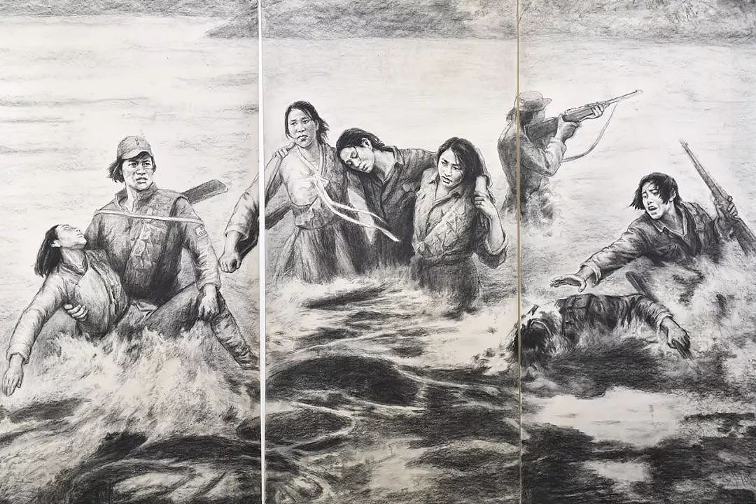 “抗联之魂”大型全景素描艺术综合体作品局部