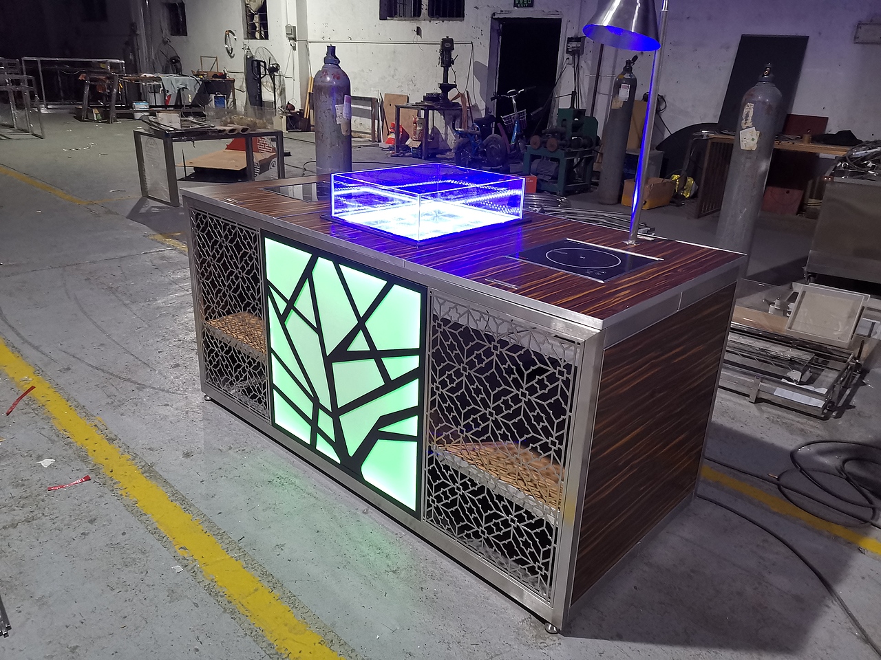 酒店折叠布菲台明档制作 移动自助餐台设计制作 布菲车