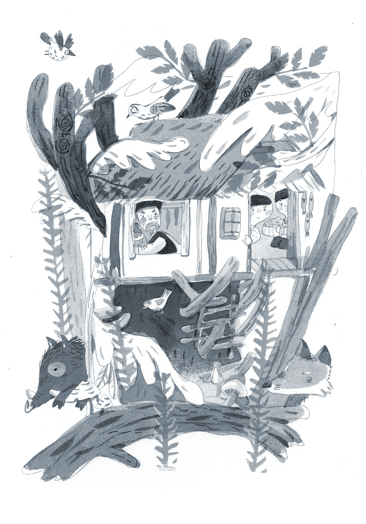 童书插图-木鼓花瑶