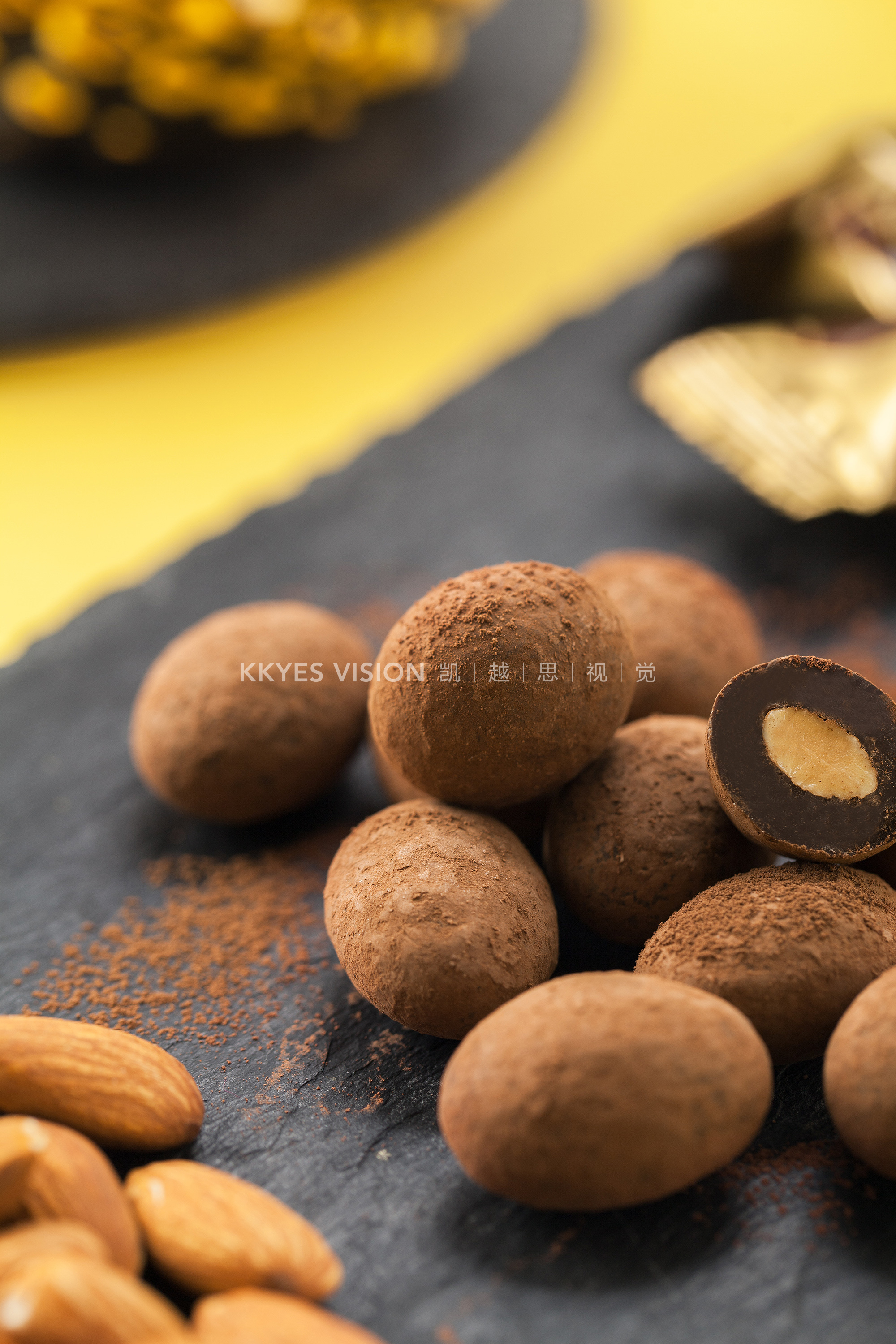 食品杏仁可可粉巧克力巴旦木零食南京静物拍摄商业摄影