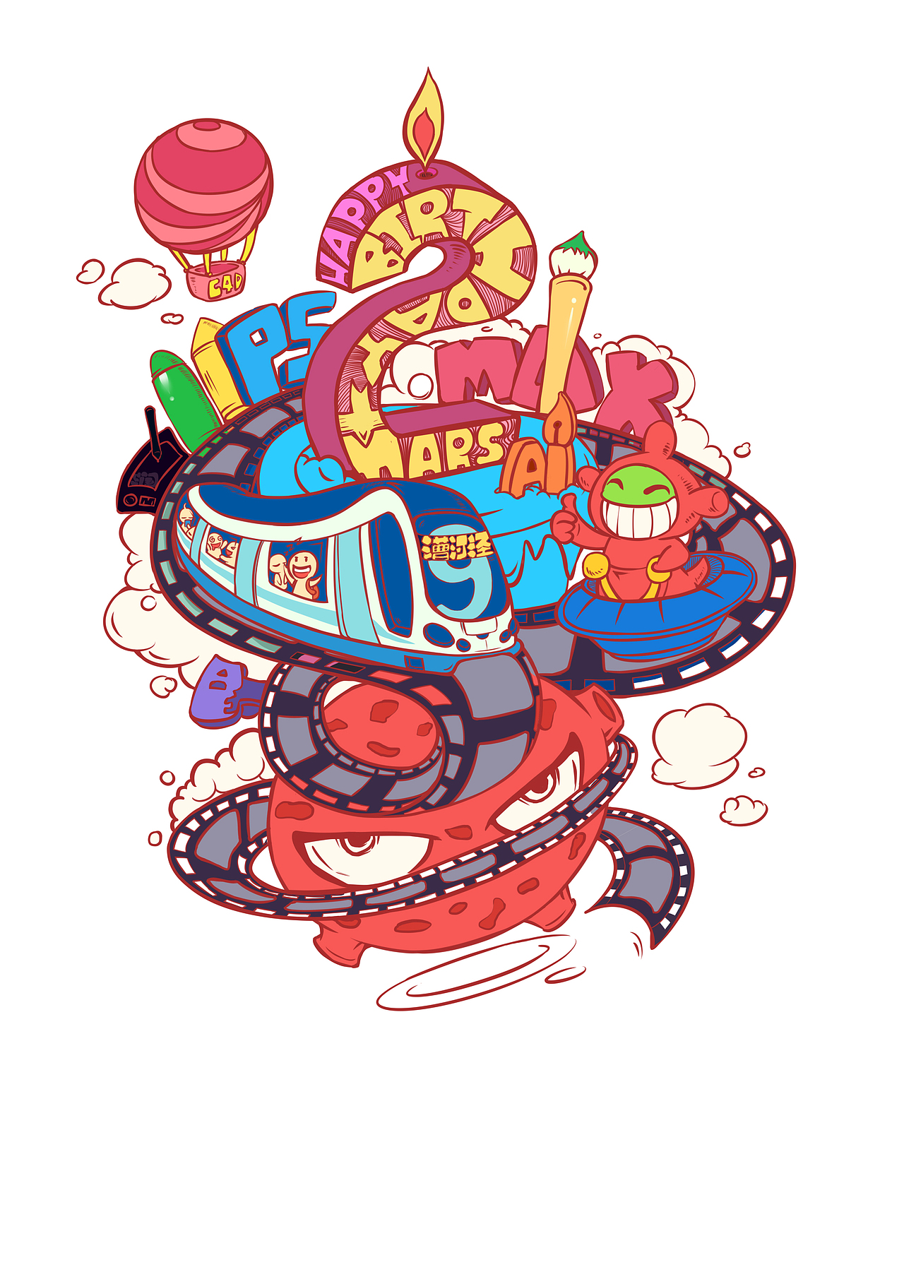 [z加油]周年插画海报（图ZMTE5MDg1OTI4） - 商业插画 - 站酷设计师Wren阿潤原创素材 - 站酷ZCOOL