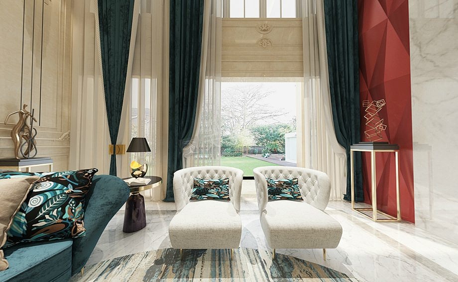 龙湖紫云台双拼别墅装修,法式风格别墅大宅设计效果图