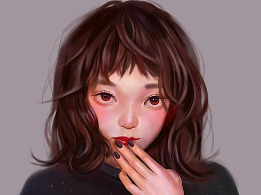 【板绘】揉嘴唇的小姐姐