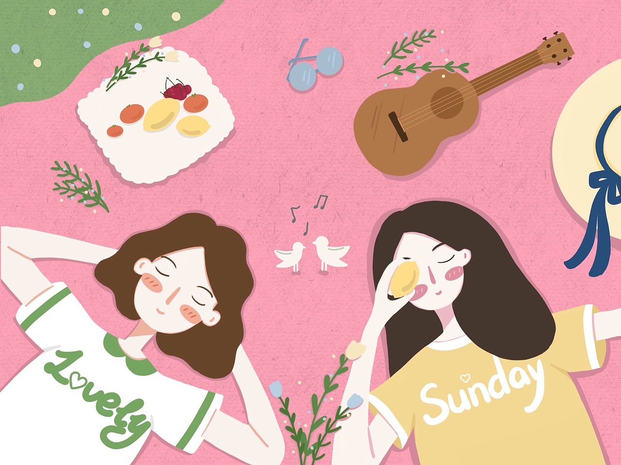 春日野餐系列插画（图ZMjAzNzcwOTM2） - 创作习作 - 站酷设计师加加加零呀原创素材 - 站酷ZCOOL