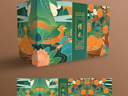 橙子包装盒插画设计