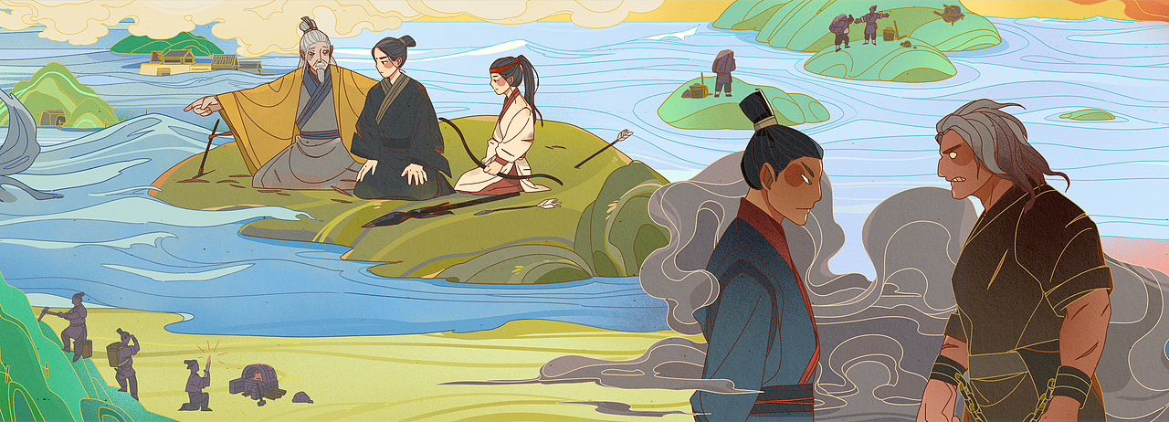 《大禹治水》插图（图ZMjY2NDY0OTg4） - 儿童插画 - 站酷设计师Mandragora647原创素材 - 站酷ZCOOL