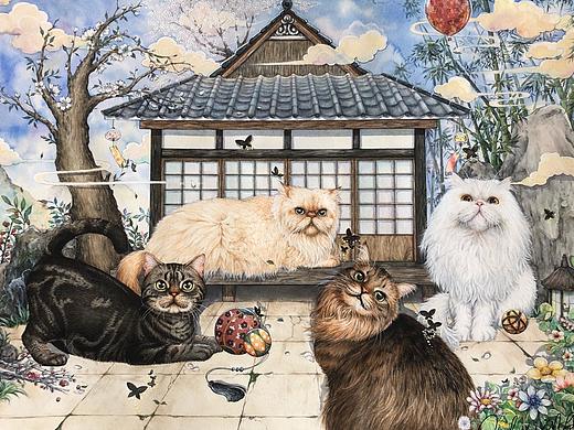 手绘喵星人——日式庭院