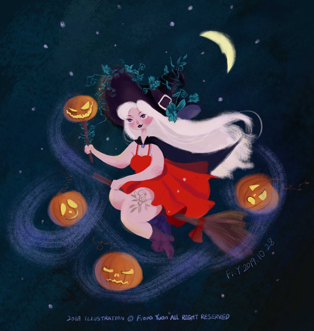 万圣节的🎃女巫（图ZMTg0NTA1MTYw） - 儿童插画 - 站酷设计师园子酱fi_y原创素材 - 站酷ZCOOL