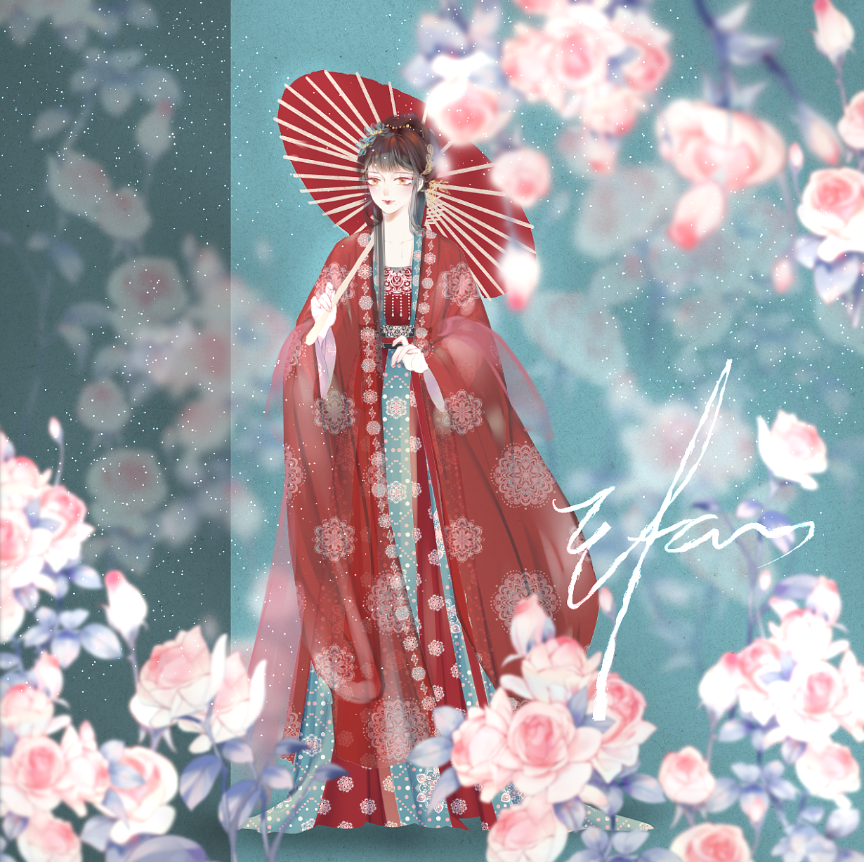 汉服设计——齐腰款【花间】