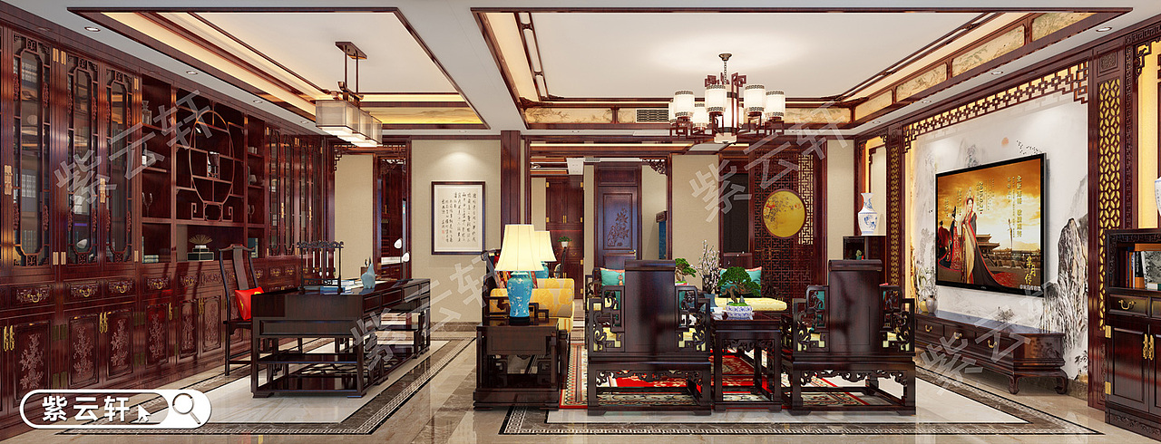 中式别墅古典装修 客厅