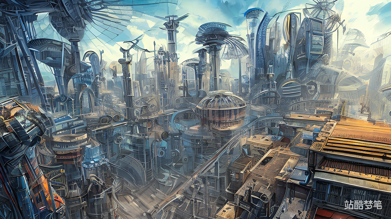 #站酷梦笔#机械迷城,插画
