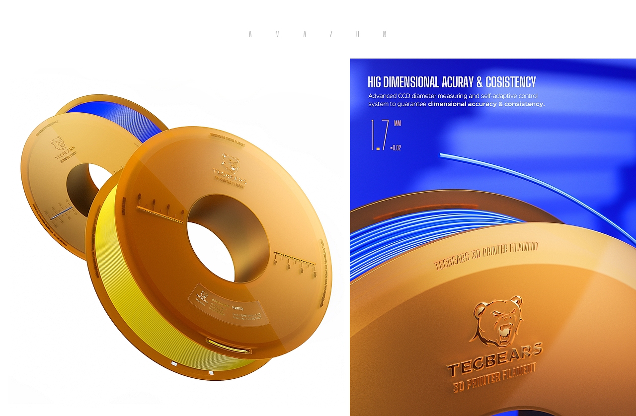 3D打印耗材盘产品升级电商全案设计 | ID+包装+卖点图