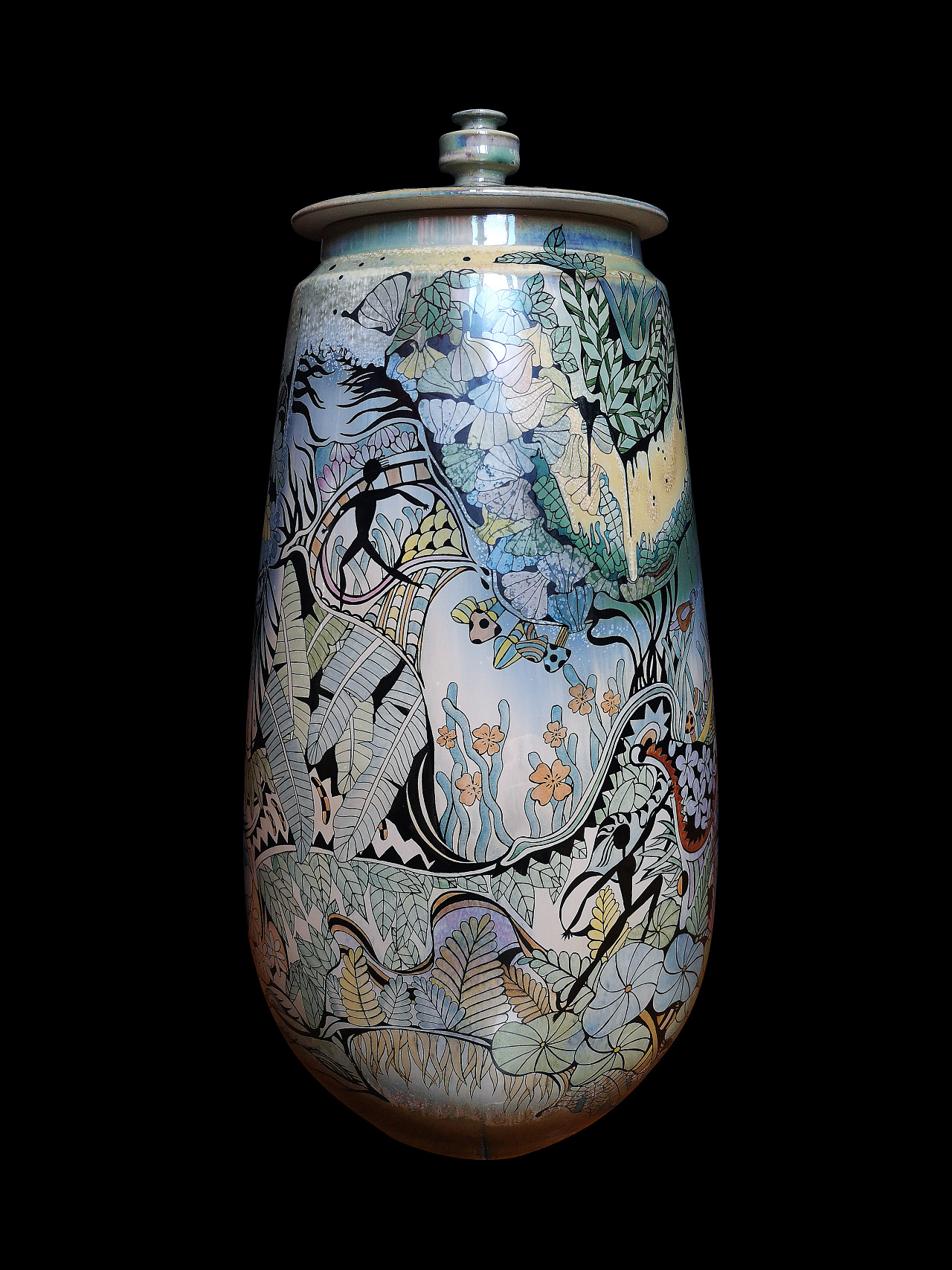 《万物生长》颜色釉釉上新彩大瓷瓶