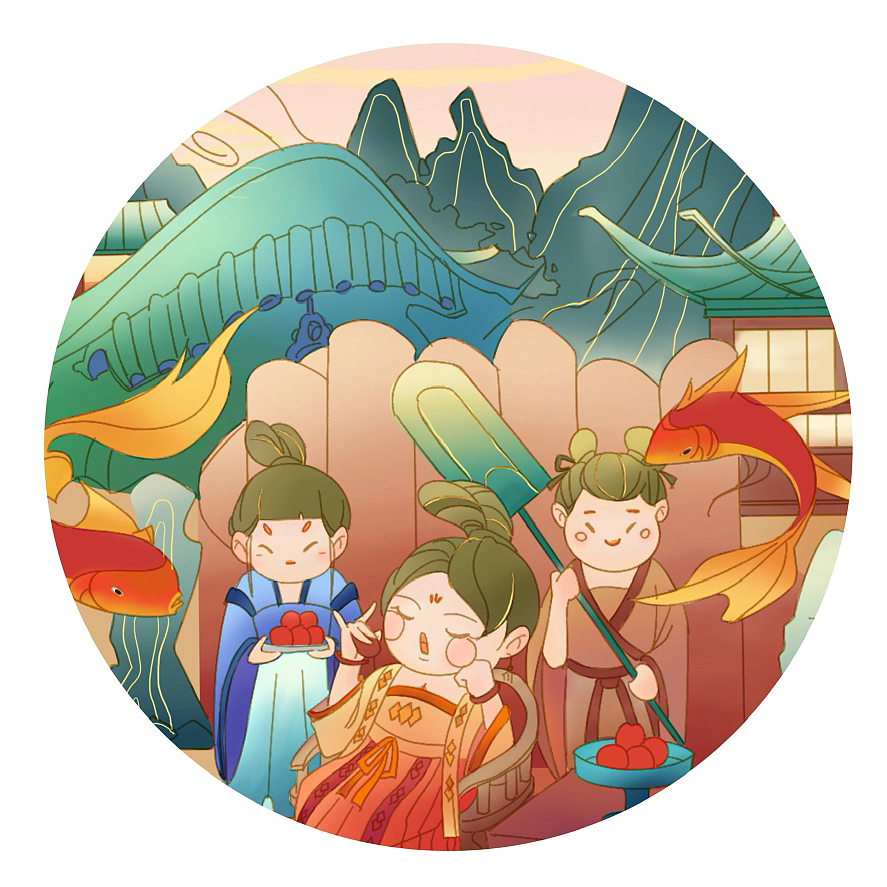 Q版唐末赏花图长卷分享