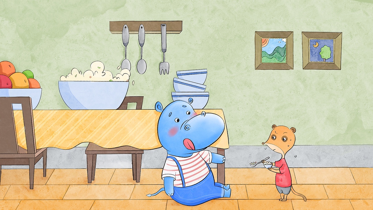 不喜欢动手的小河马|插画|绘本|洱咚陈_原创作品-站酷zcool