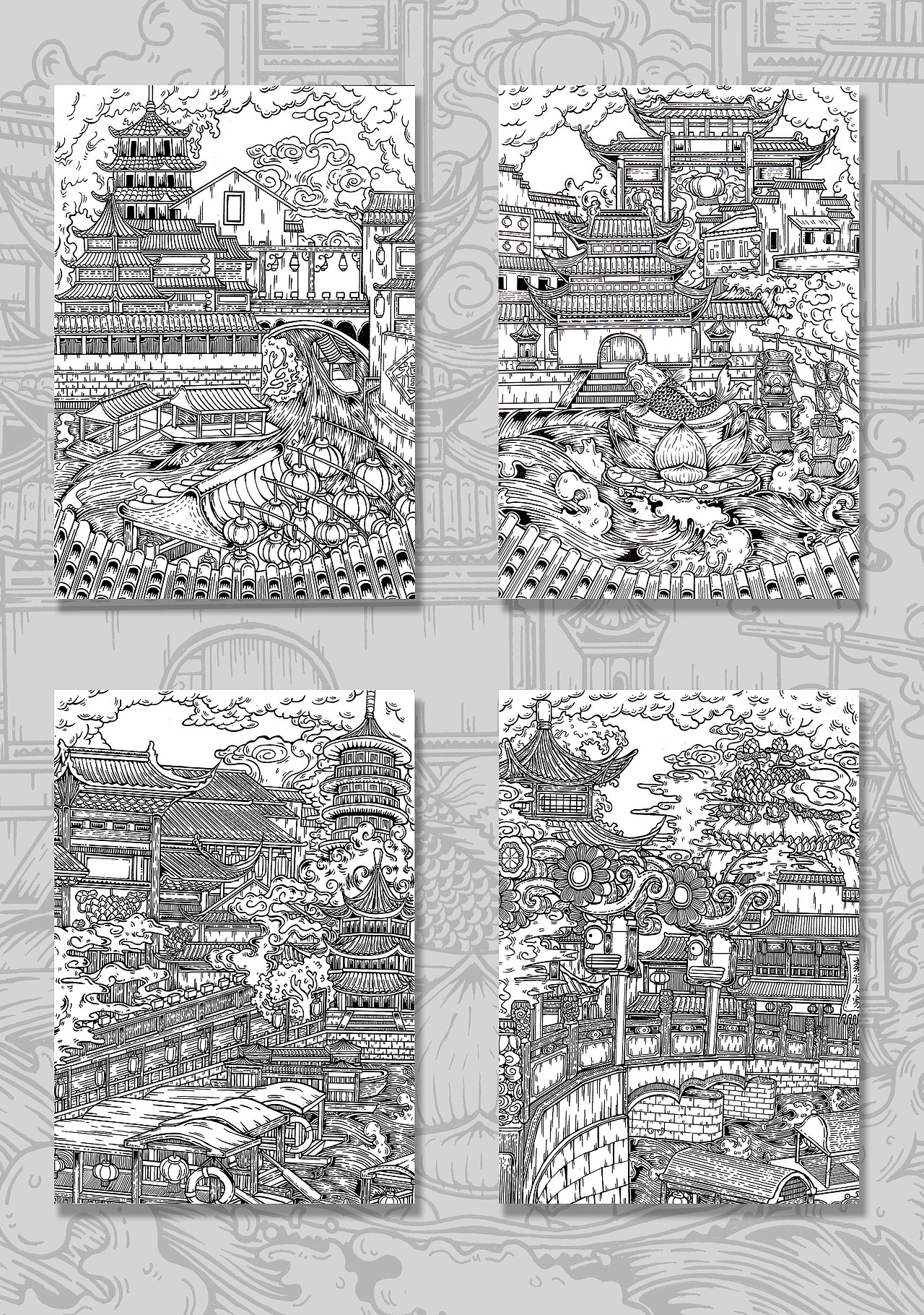 秦淮灯会插画设计我的本科毕业设计
