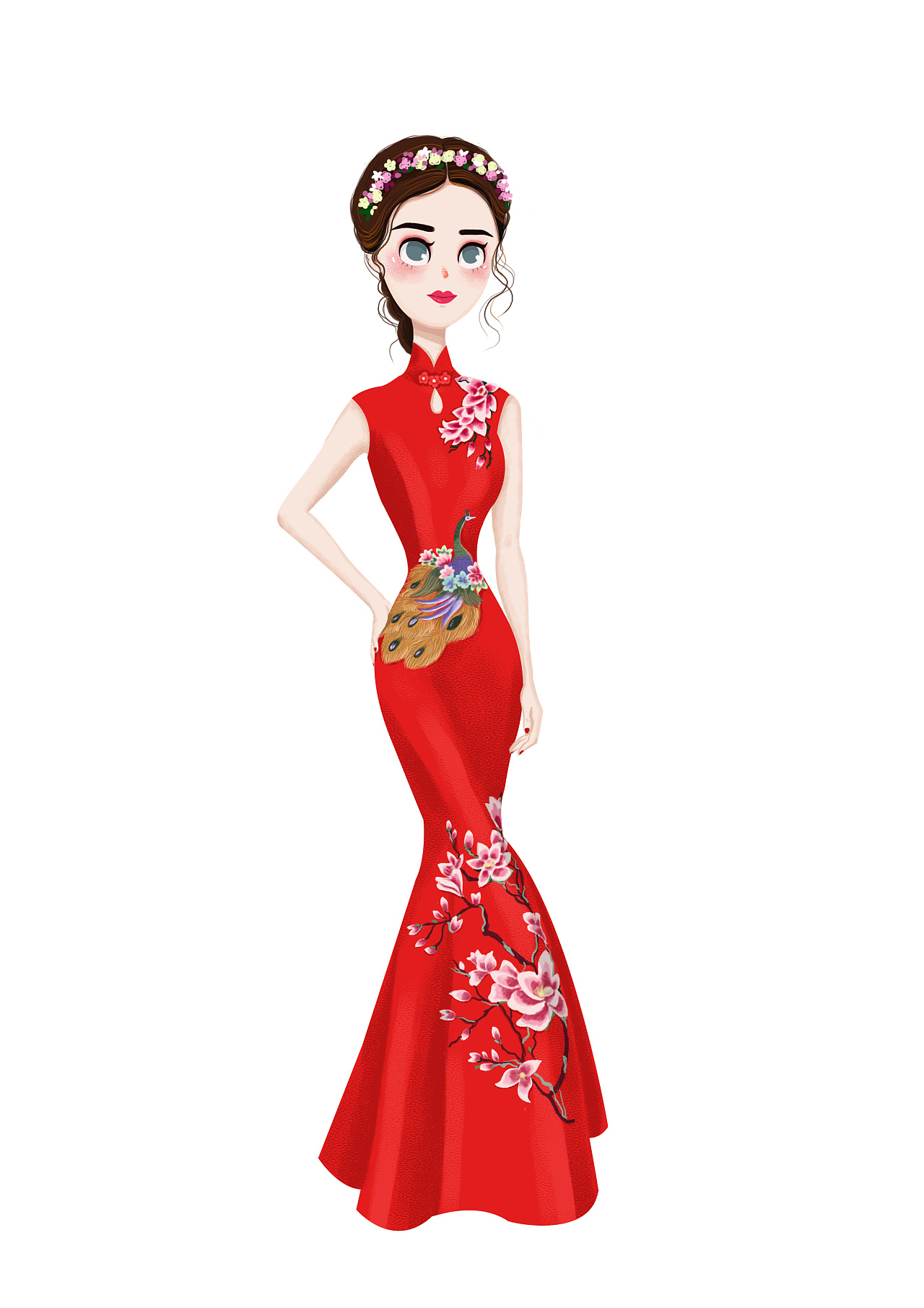 旗袍插画
