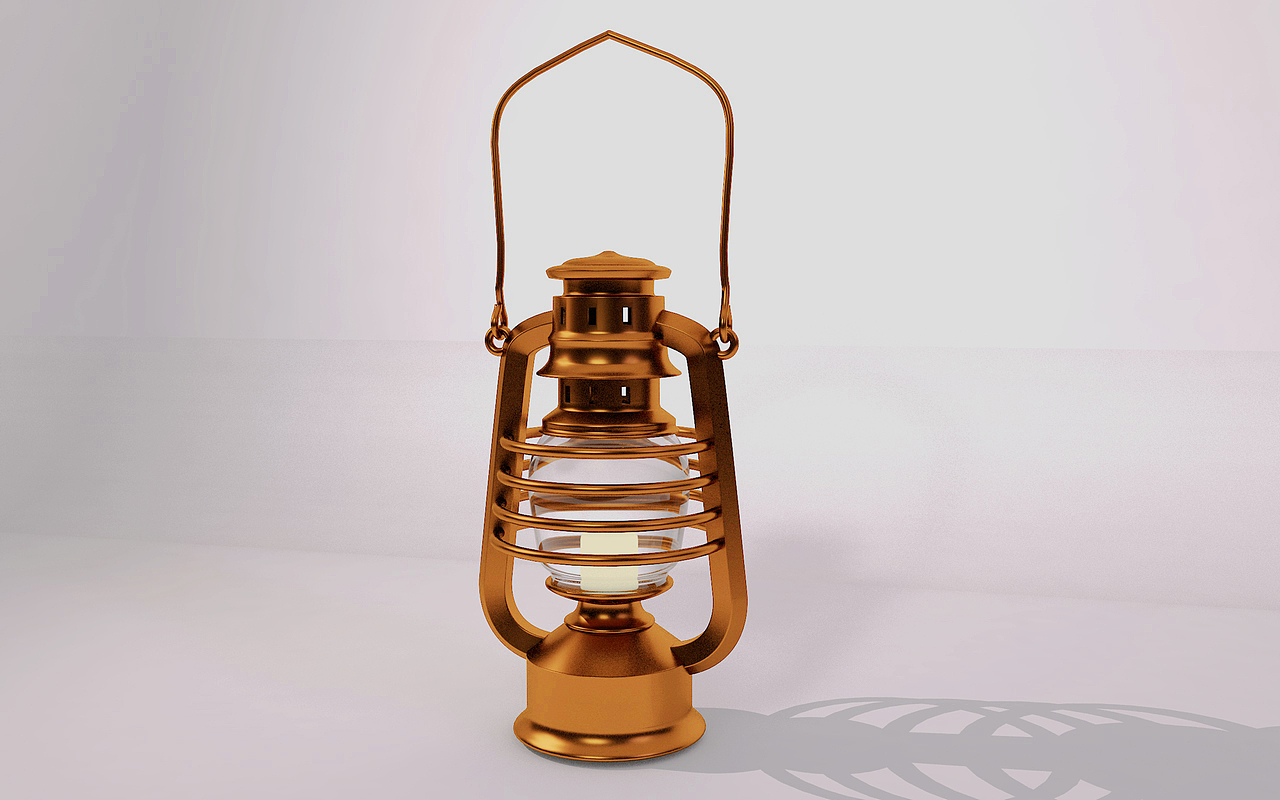 C4D老式古典油灯