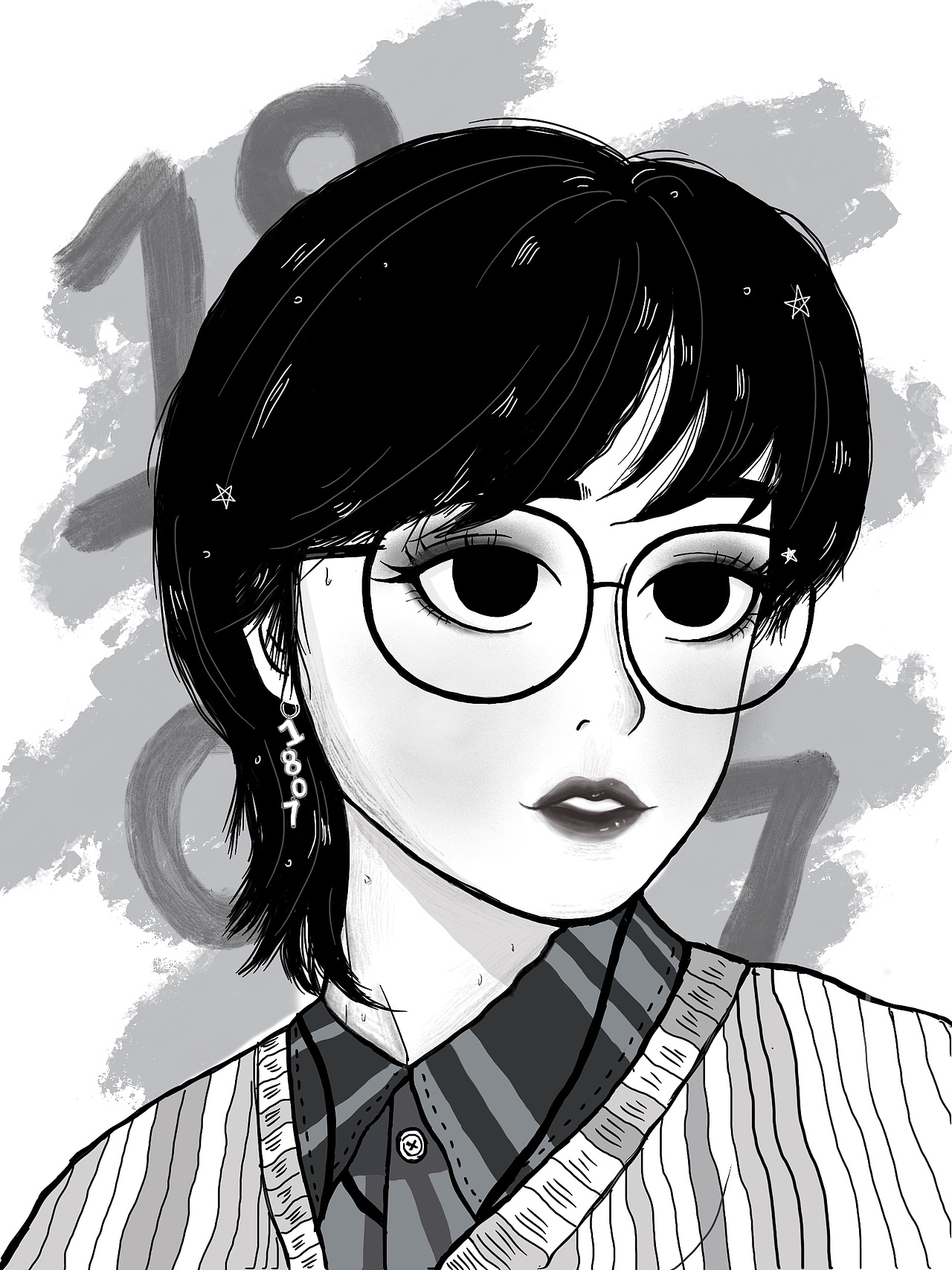 黑白二次元漫画风