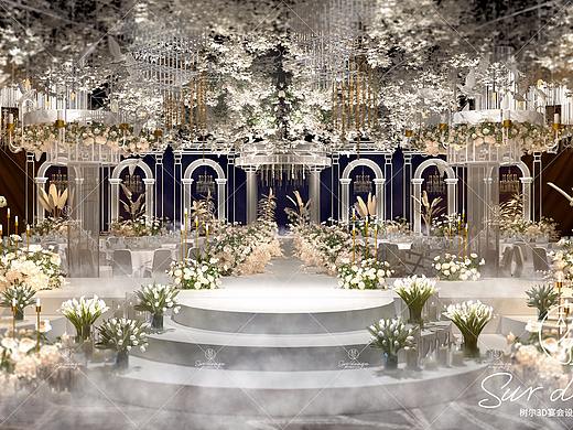 婚礼宴会3D效果图《透白宫殿》