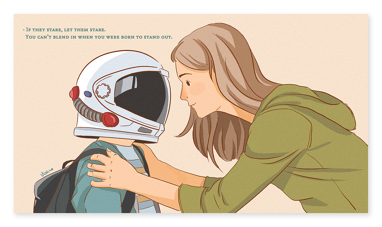 wonder(电影《奇迹男孩》)练习小插画