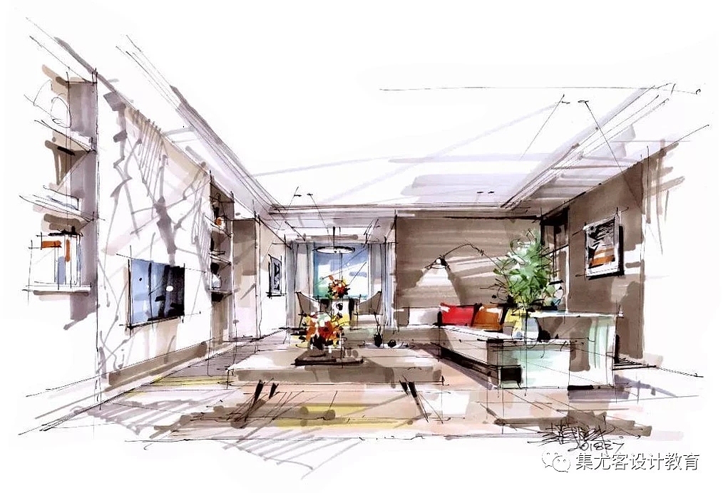 【集尤客手绘作品分享】赵国斌室内家居空间手绘表达