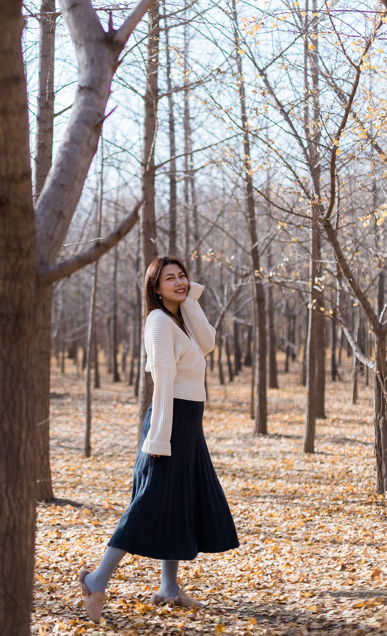 银杏林 人像摄影  秋天落叶