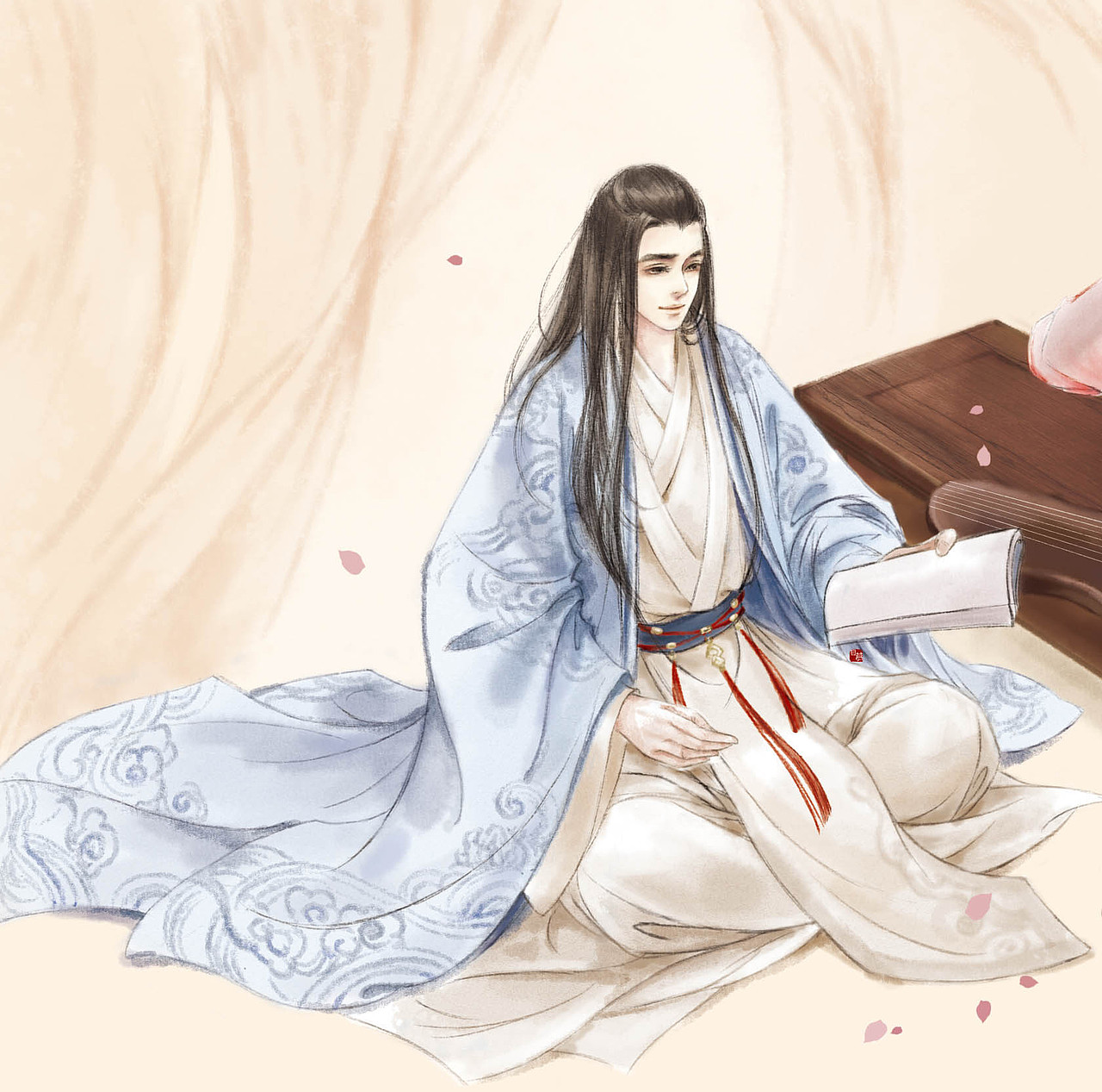 秦筝花月（图ZOTU0NzQ1NzY=） - 商业插画 - 站酷设计师目慕原创素材 - 站酷ZCOOL