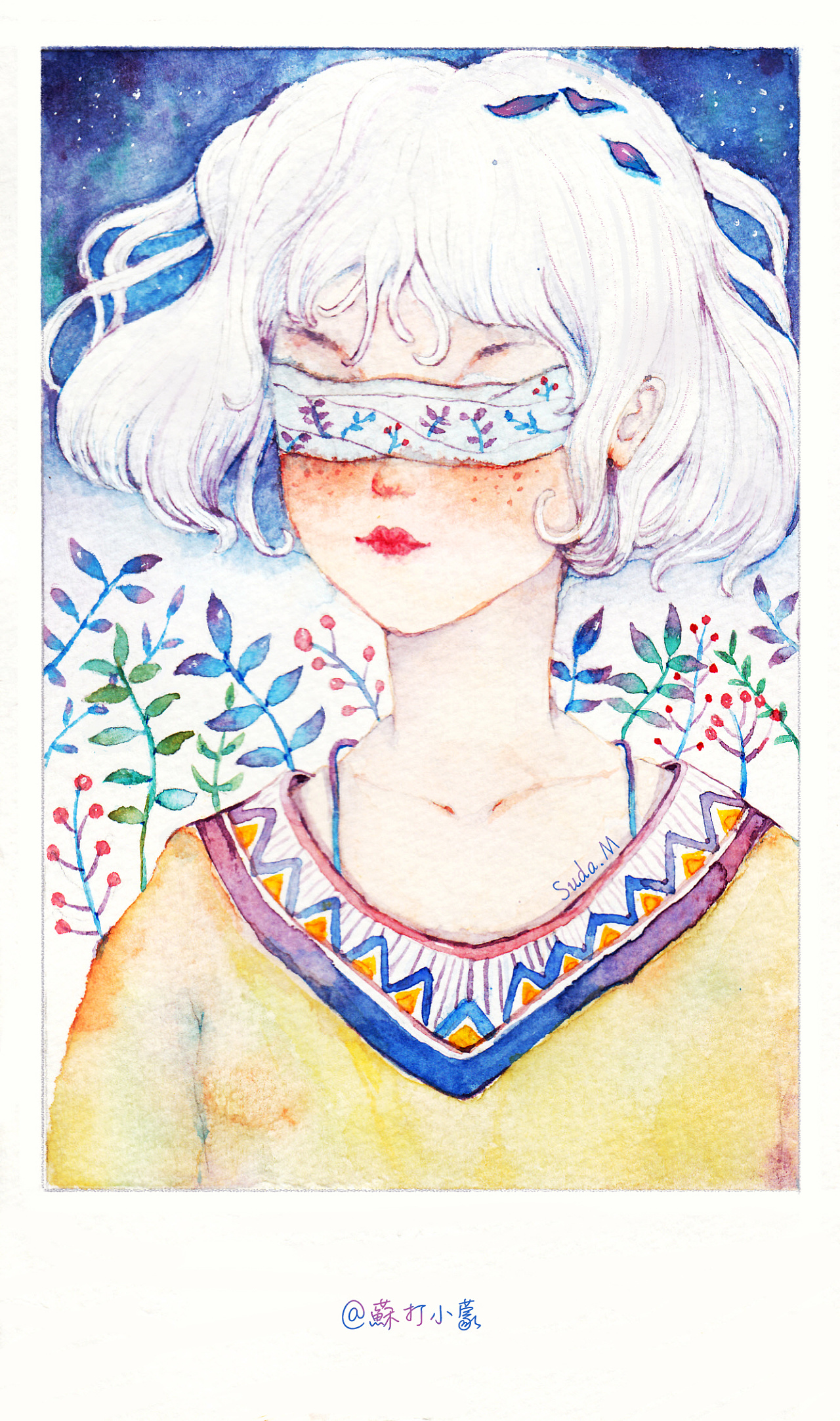 蒙眼女孩|插画|创作习作|苏打小蒙 - 原创作品 - 站酷 (zcool)