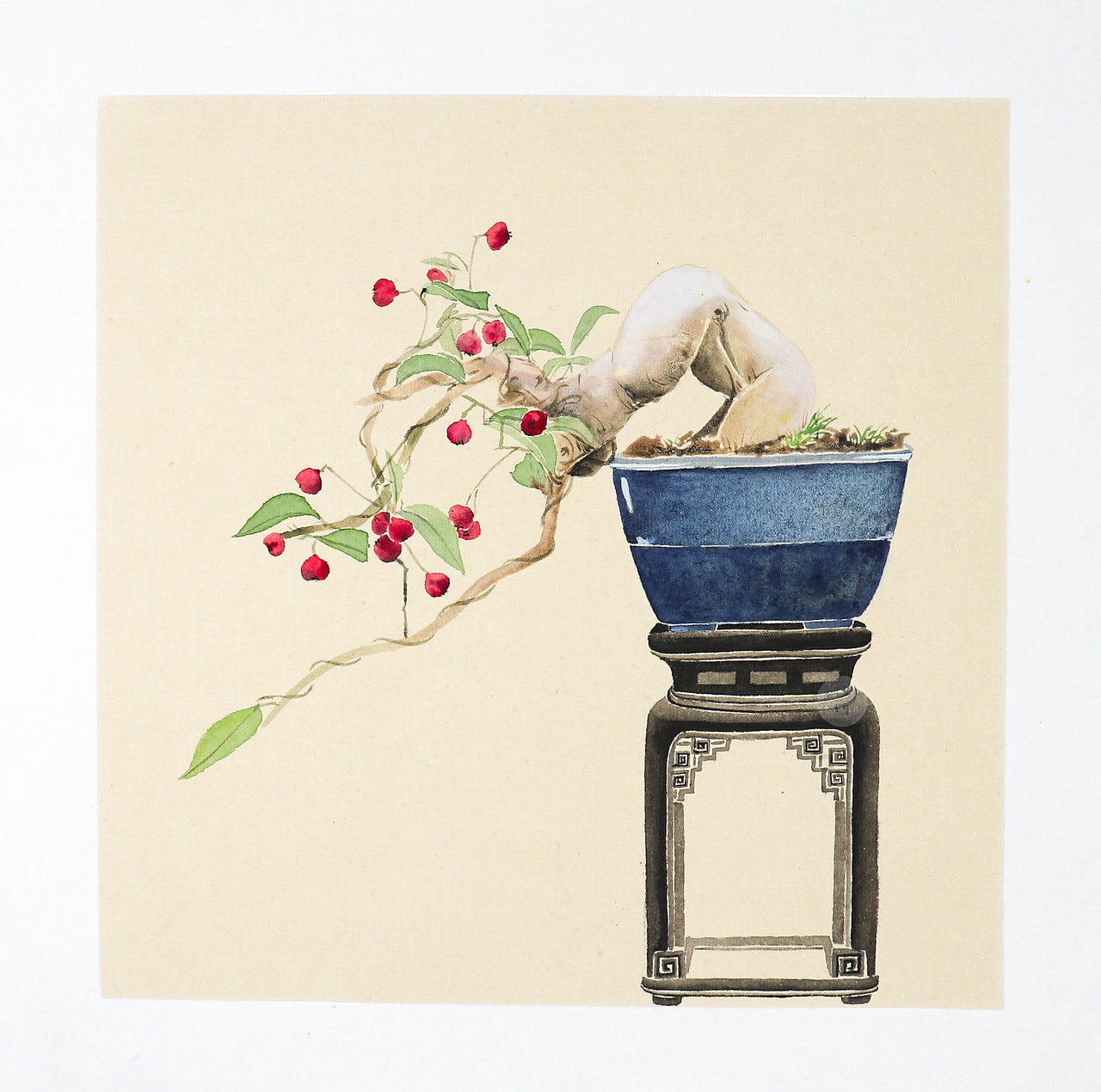 国画——蓝色盆栽绘画步骤分享（图ZMjQ4ODgxNjQ0） - 绘画 - 站酷设计师又画原创素材 - 站酷ZCOOL