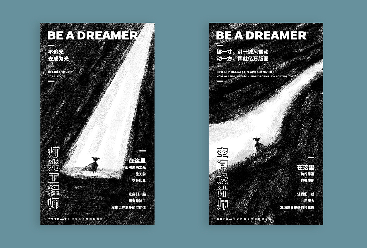 BE A DREAMER / 招聘海报一组（图ZMjQ1NzMzMDE2） - 宣传物料 - 站酷设计师陆上行走的鱼原创素材 - 站酷ZCOOL