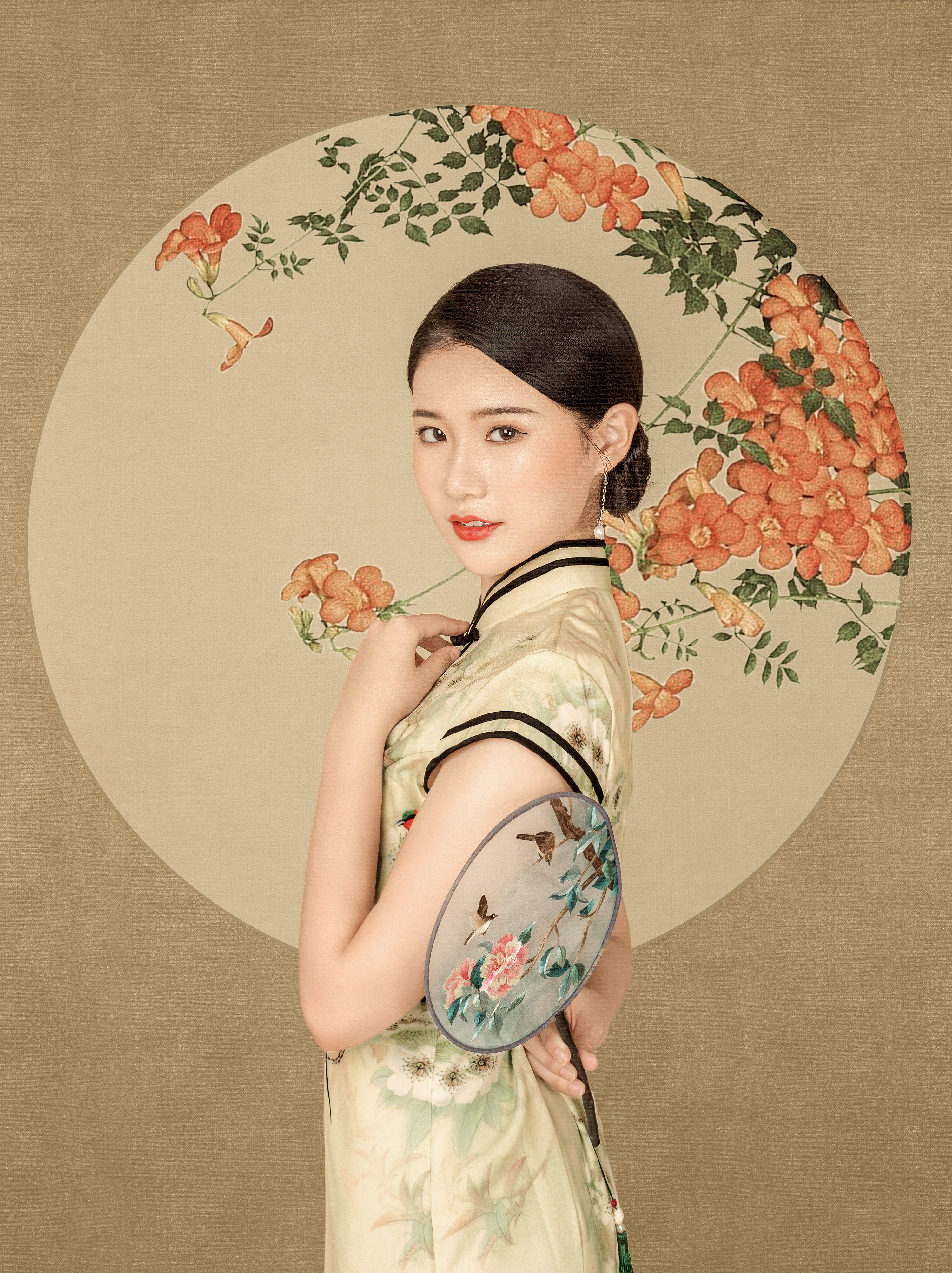 玉见摄影出品工笔画旗袍写真