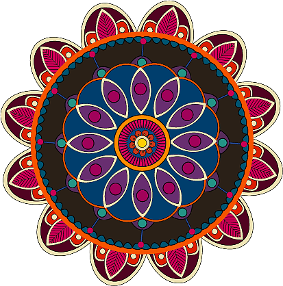 在这个基础上进行的扩充,主要是借鉴了苗族服饰图形中的花的元素和