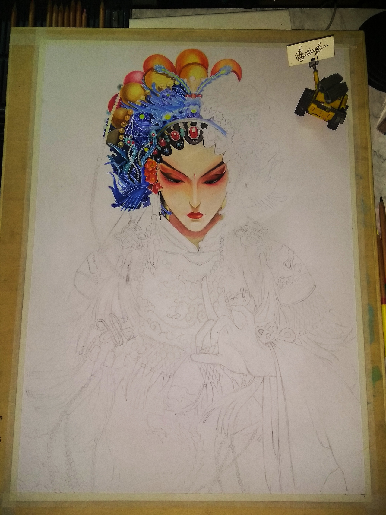 彩铅手绘《武旦》（图ZMjA3MTA1MTg4） - 绘画 - 站酷设计师潘文峰手绘原创素材 - 站酷ZCOOL